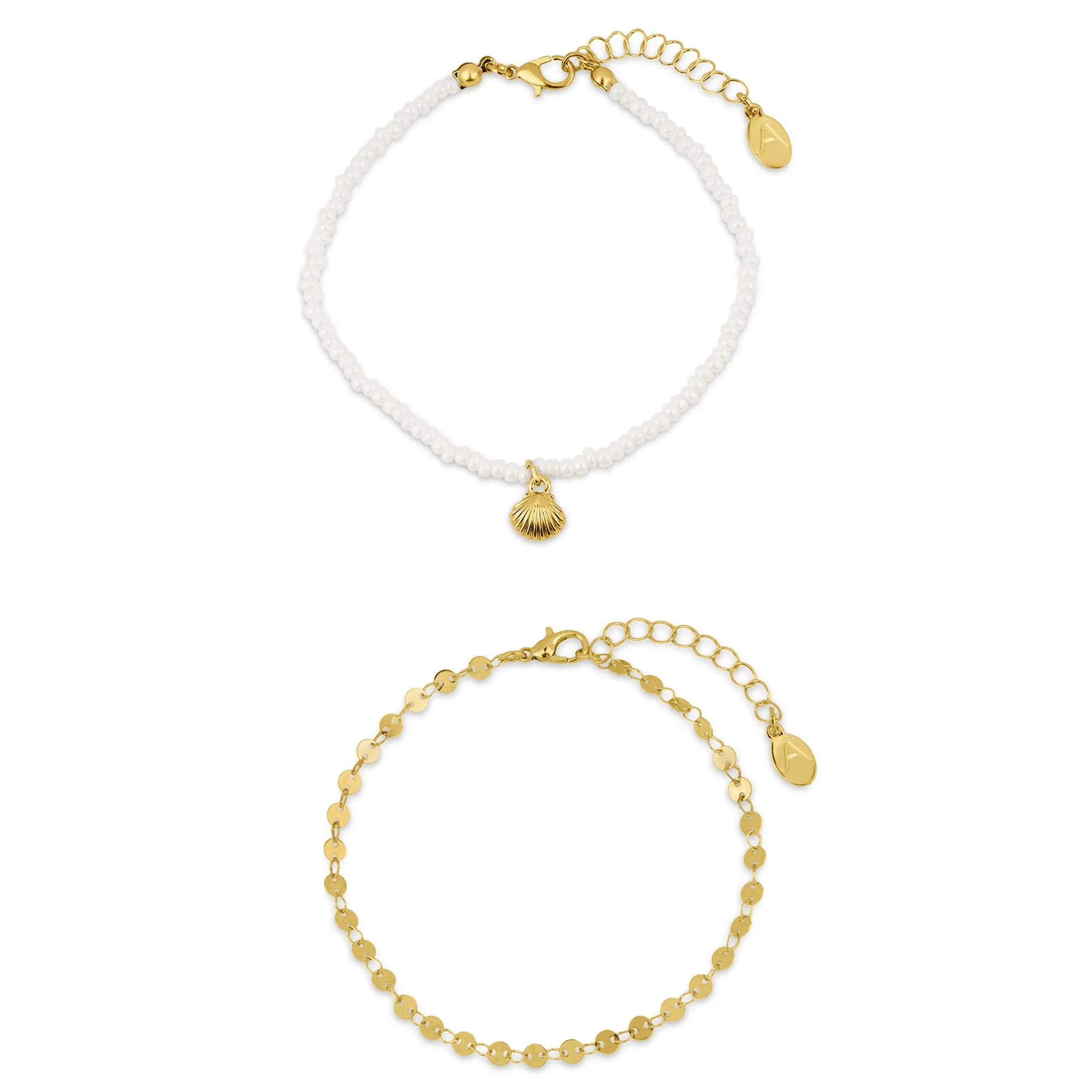 Accessorize London Women's Shell Charm Anklets Pack Of 2