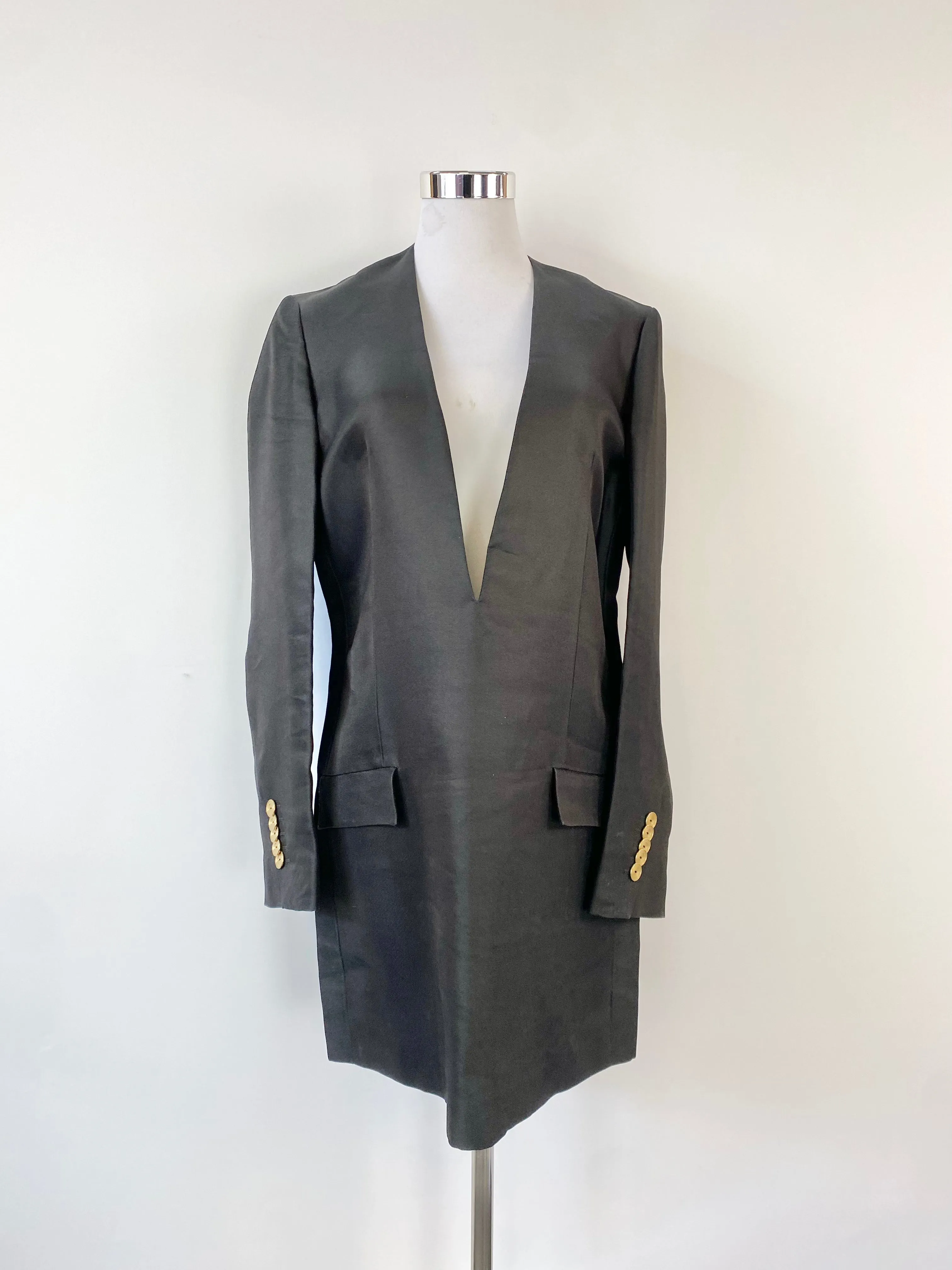 Acne Studios 'Ryde T' Black Silk Blend Blazer Dress - AU10