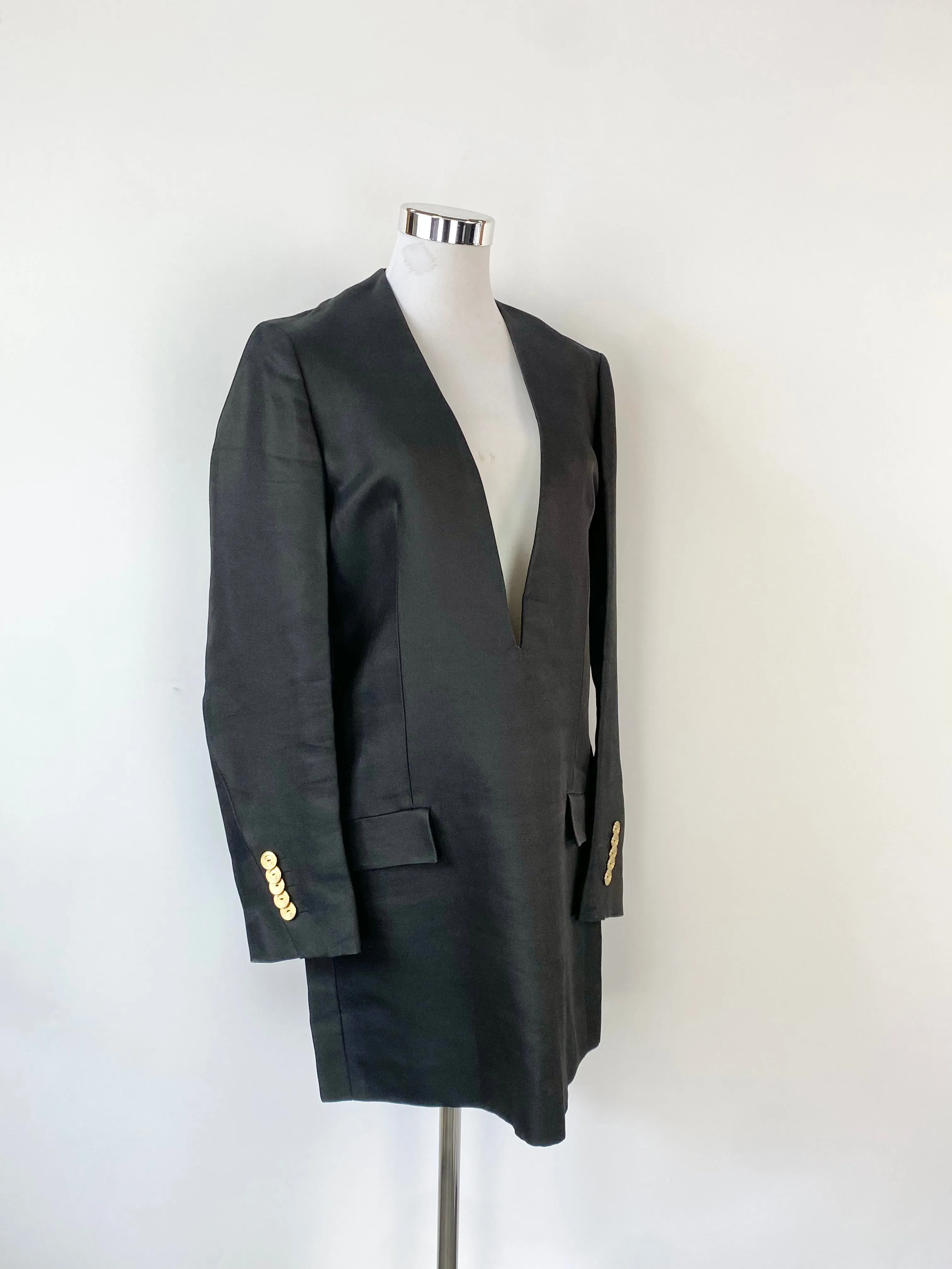 Acne Studios 'Ryde T' Black Silk Blend Blazer Dress - AU10