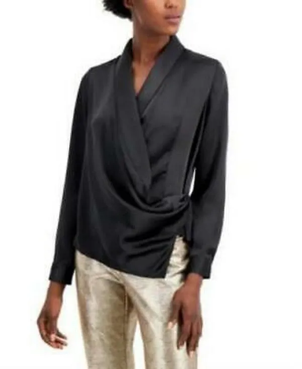 Alfani Draped Faux-Wrap Blouse