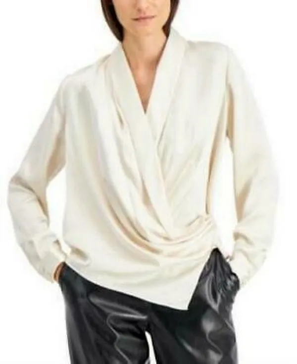 Alfani Draped Faux-Wrap Blouse