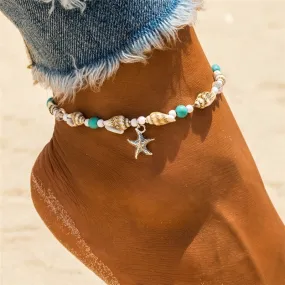 Beach Anklet | Beaded Anklet | Shell Beads Starfish Anklet | Bohemian Anklet | Boho Foot Chain | Women Foot Bracelet | Women Ankle Bracelet