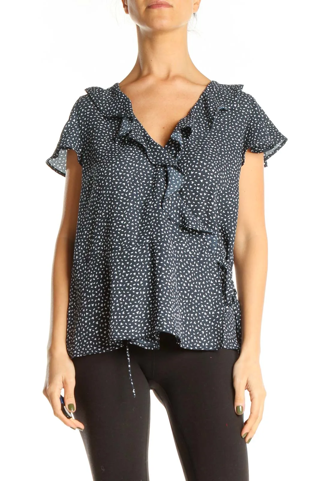 Blue Polka Dot Chic Wrap Top