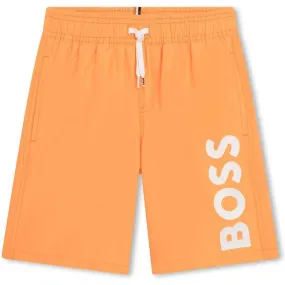 Boys Orange Logo Swimming Shorts