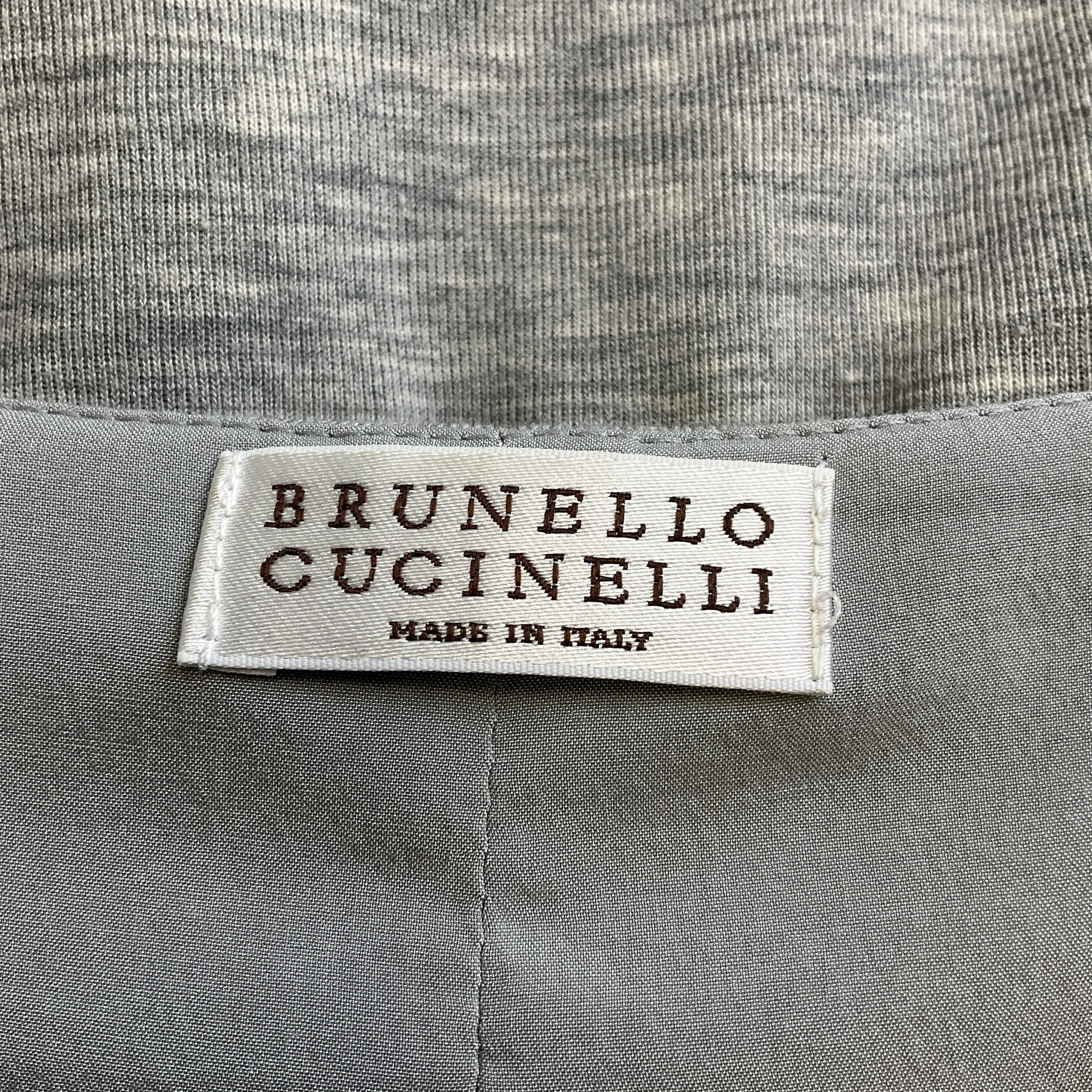 Brunello Cucinelli Grey Cotton Jersey Wrap Top