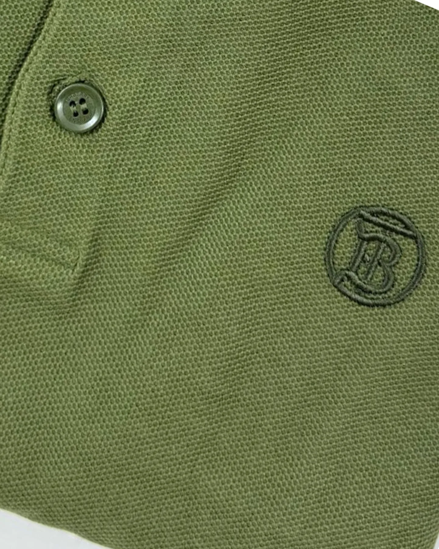 Burberry Men Polo Shirt Eddie Olive Cotton Regular Fit L SALE