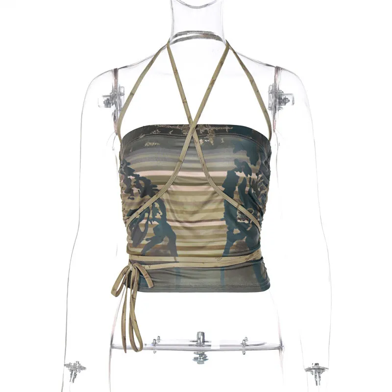 Camouflage halter sling straps and chest wrap vest