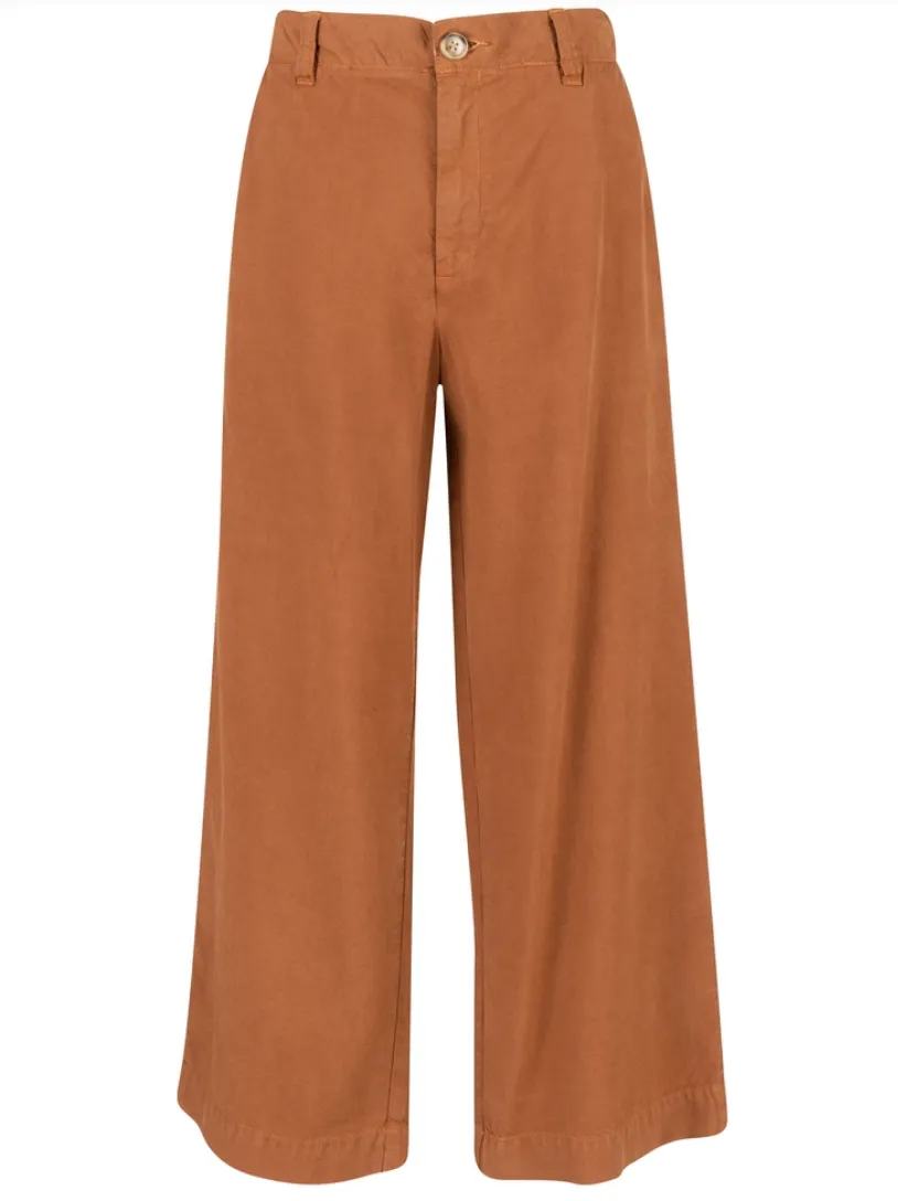 Charlotte Crop Wide Leg Trousers - Chestnut