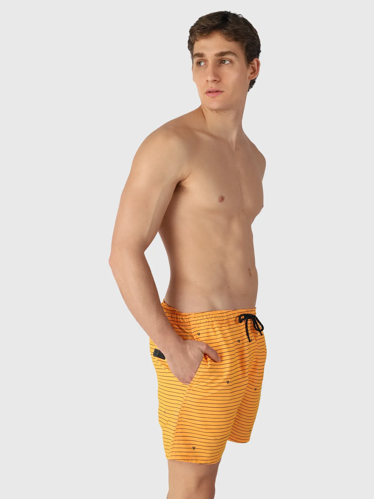 CrunECO-Stripe Men Swim Shorts | Orange