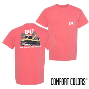 Delta Upsilon Comfort Colors Groovy Beach Short Sleeve Pocket Tee