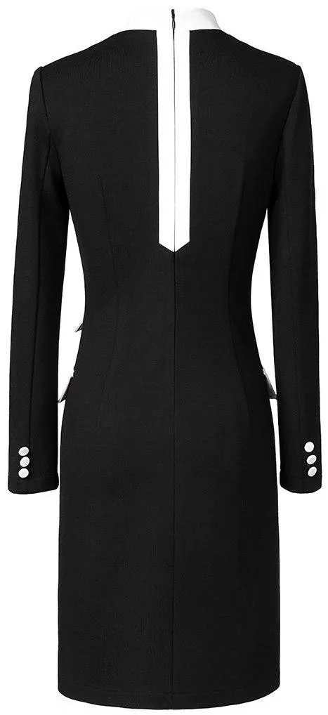 Double-Breasted Black and White Blazer-Dress