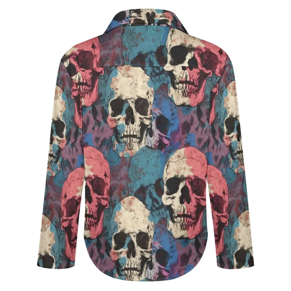 Elevate your wardrobe with our Women's Button Down Skull Blouse!