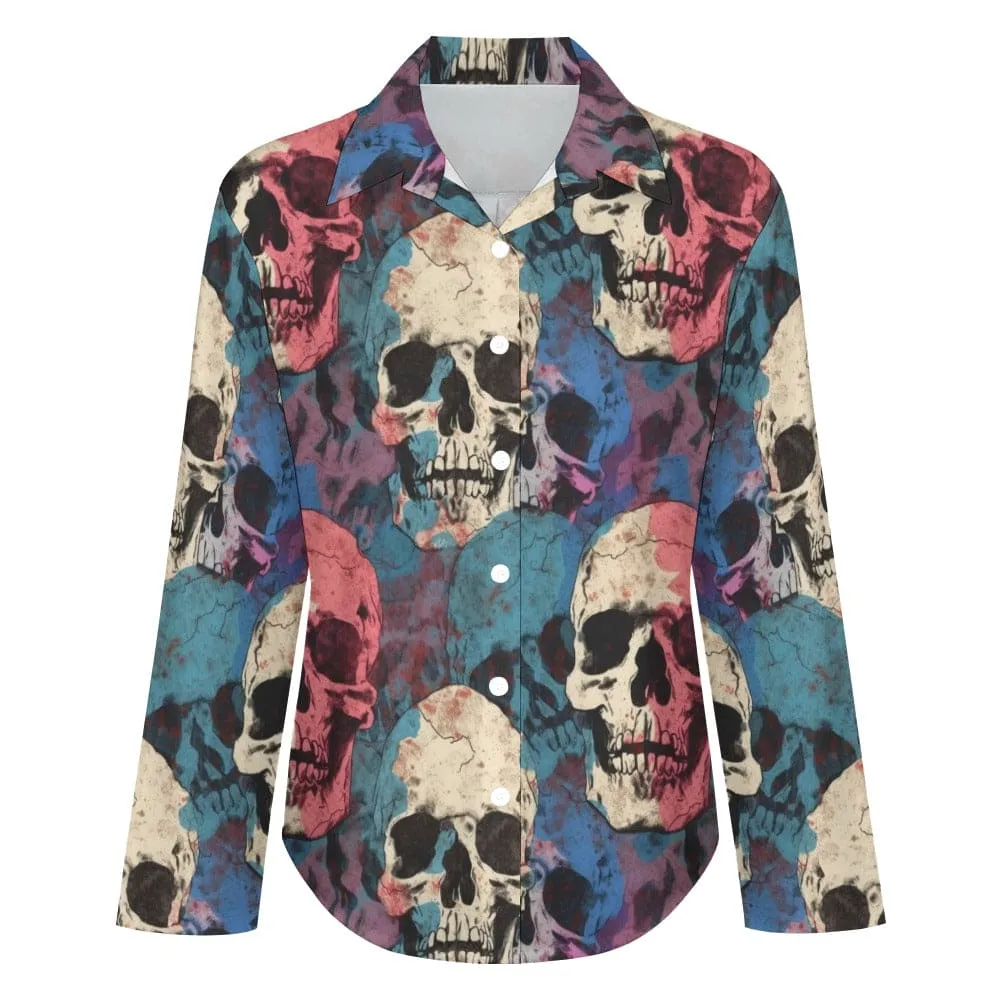 Elevate your wardrobe with our Women's Button Down Skull Blouse!