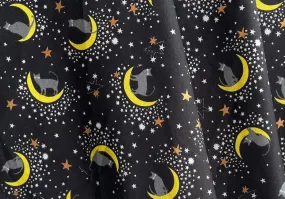 Feline Moonwalk Black Quilting Cotton (Made in Japan)