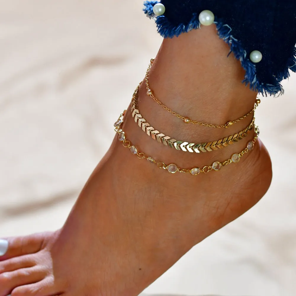 Female Bohemian Shell Heart Summer Anklets For Women Tortoise Ankle