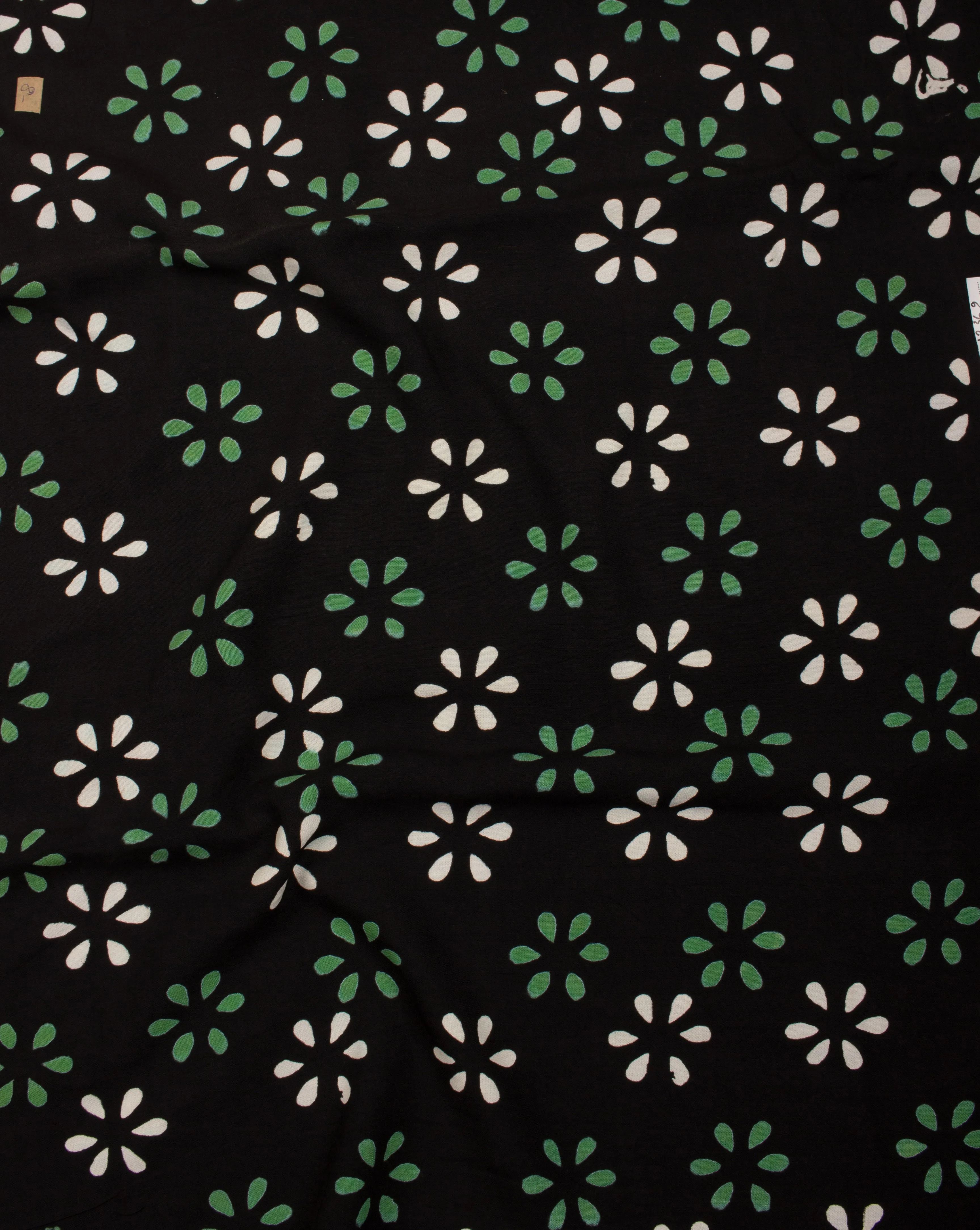 Floral Monochrome Hand Block Rayon Fabric