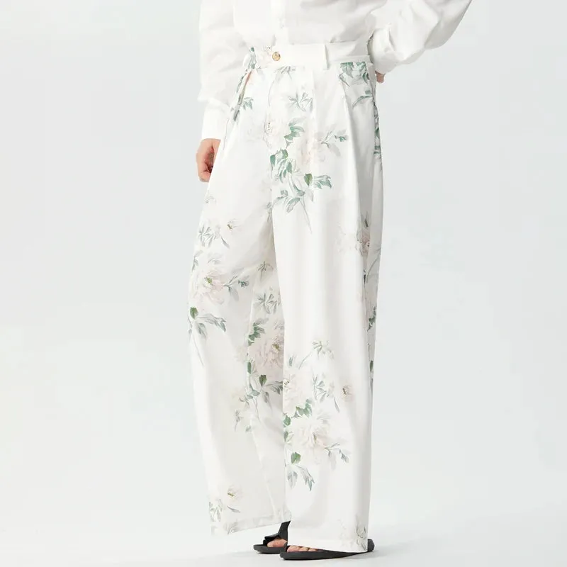 Floral Pattern Wide-Leg Trousers