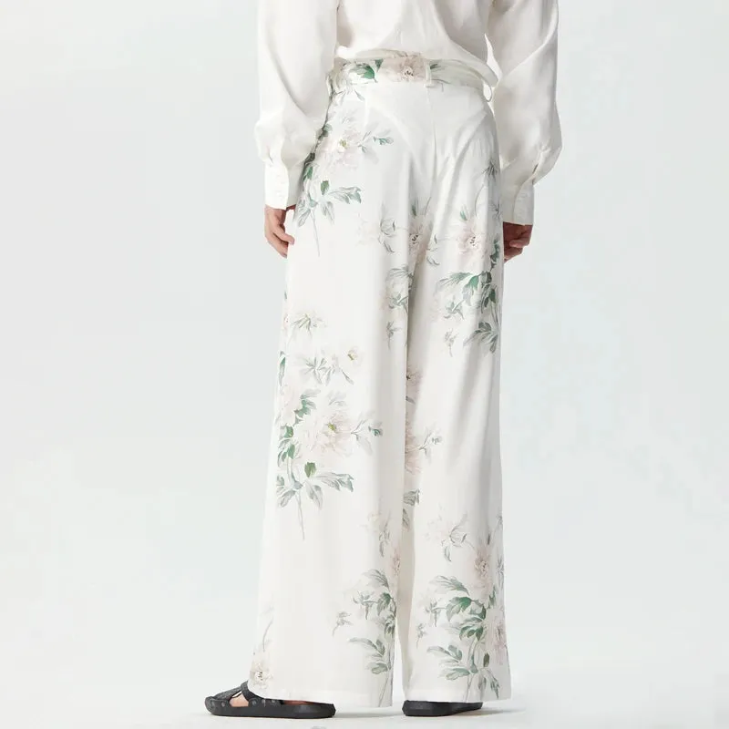 Floral Pattern Wide-Leg Trousers