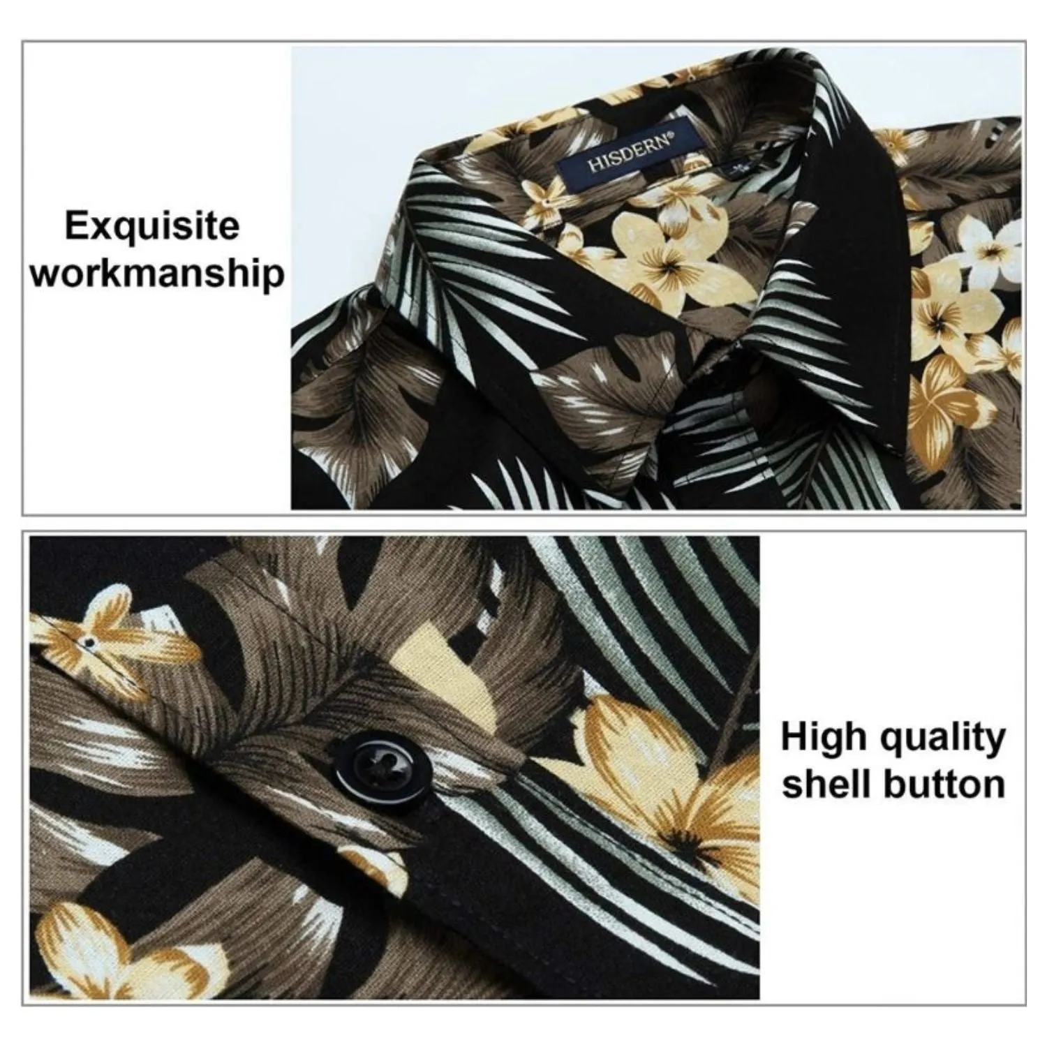 Funky Hawaiian Shirts with Pocket - BLACK-2