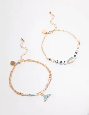 Gold Surfer Girl Shell Anklet