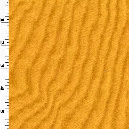 Golden Sun Yellow Tubular Solid Rib Knit Fabric