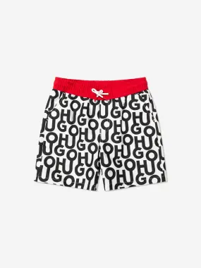 Hugo Boys All Over Print Swim Shorts in Black