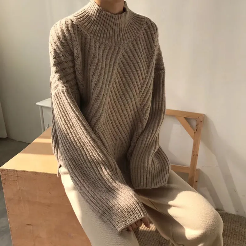 Jumper Turtleneck Women Solid Knitted Sweaters