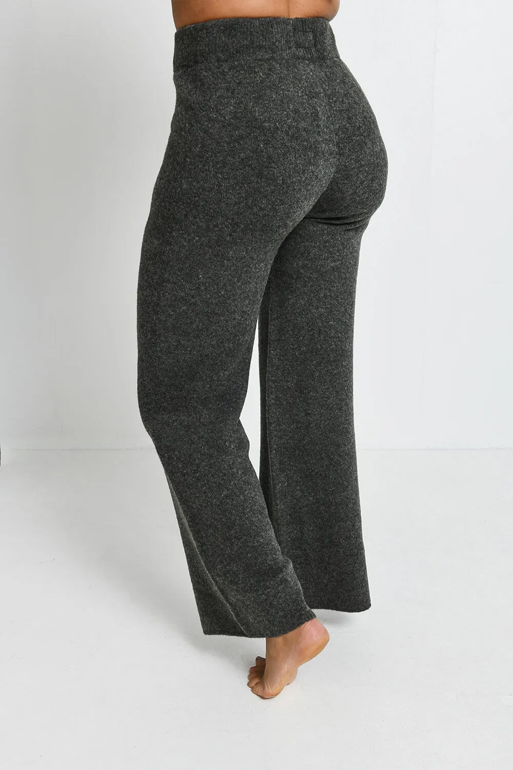 Knit Wide Leg Lounge Trousers - Grey