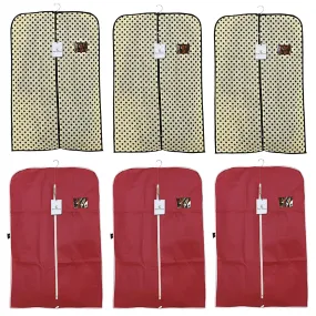 Kuber Industries 6 Piece Non Woven Coat Cover, Maroon and Cream