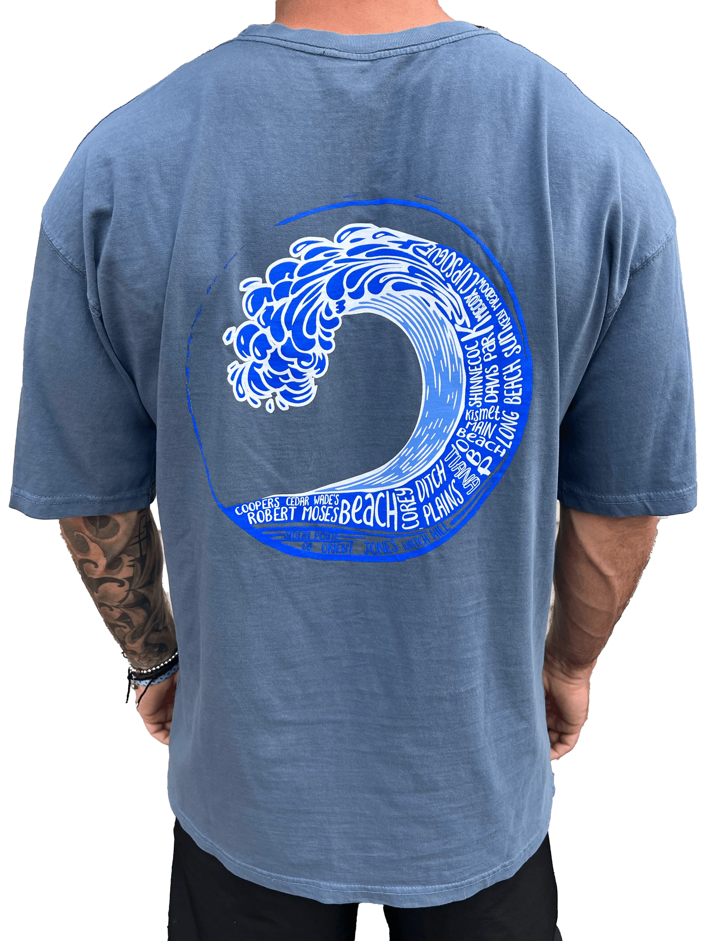 Long Island Beach Wave Tshirt (Slate Blue)