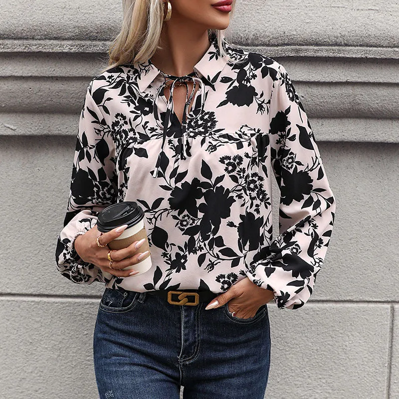 Long Sleeve Floral Print Shirts Wholesale Womens Clothing N3824080900011