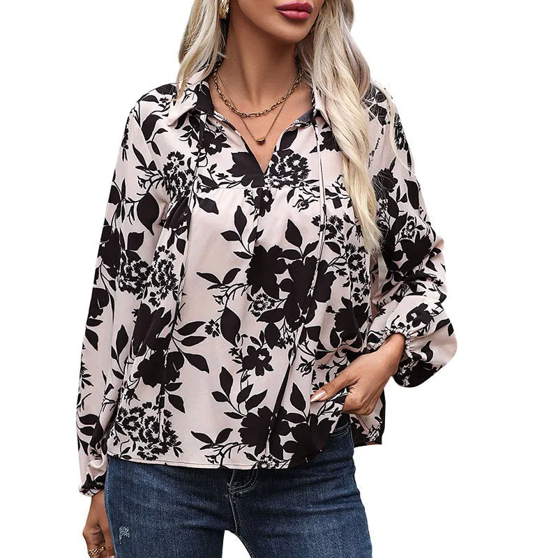 Long Sleeve Floral Print Shirts Wholesale Womens Clothing N3824080900011