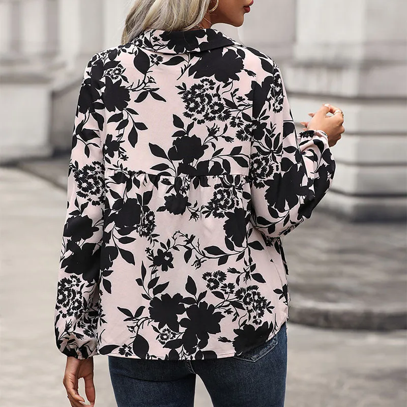 Long Sleeve Floral Print Shirts Wholesale Womens Clothing N3824080900011