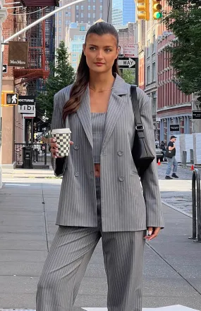 Louis Grey Striped Oversized Blazer