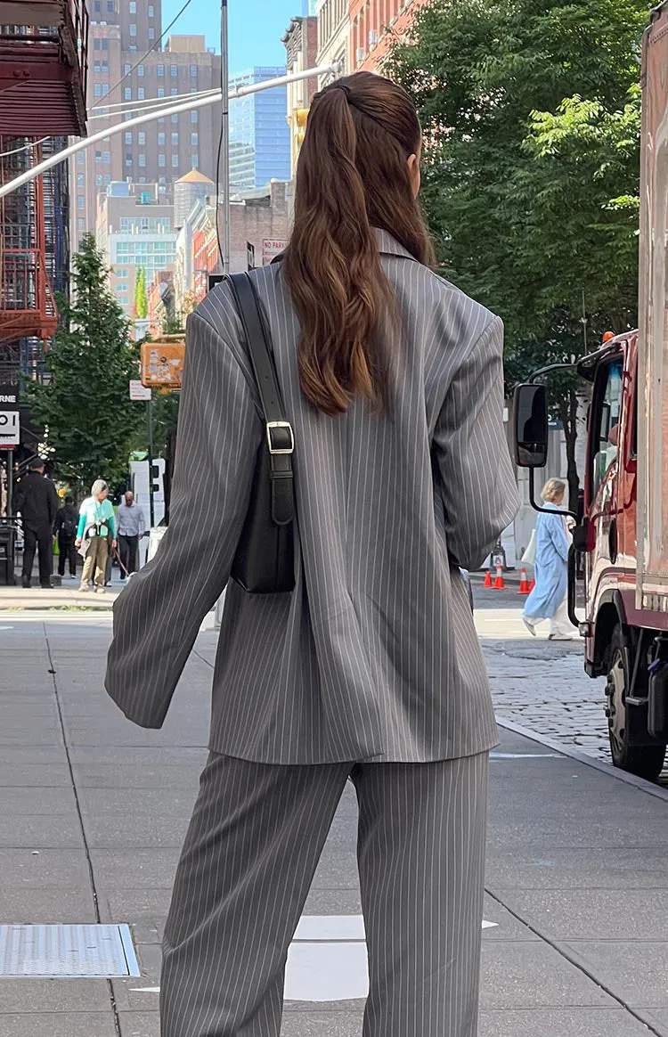 Louis Grey Striped Oversized Blazer