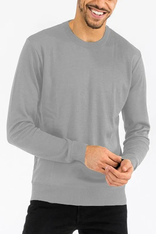 Mens Solid Color Round Neck Sweaters