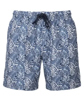 Mens swim shorts | White/Navy Leaf