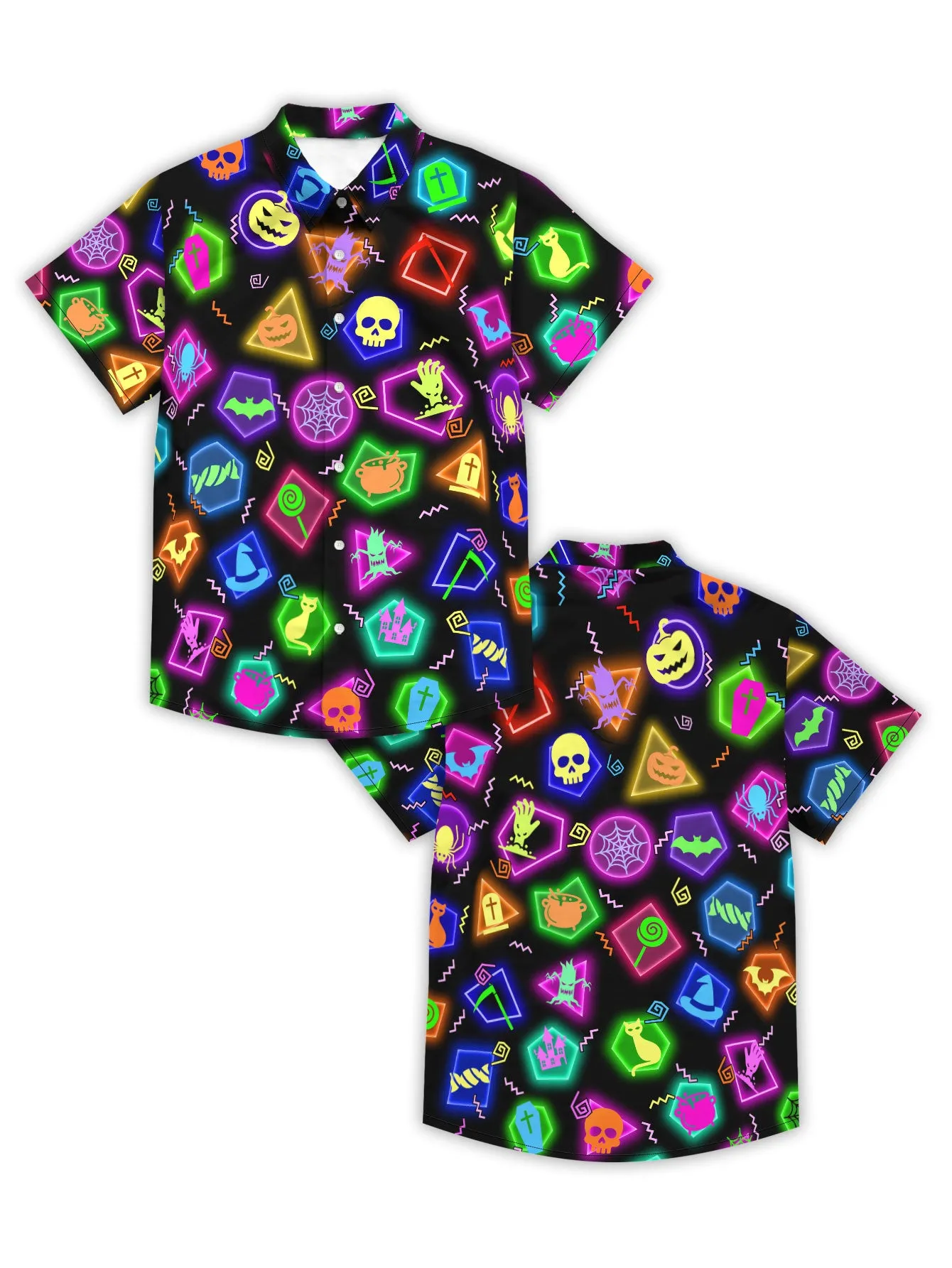 Men’s Tropical Button Shirt Skull Print Aloha Hawaiian Beachwear for Vacation and Party