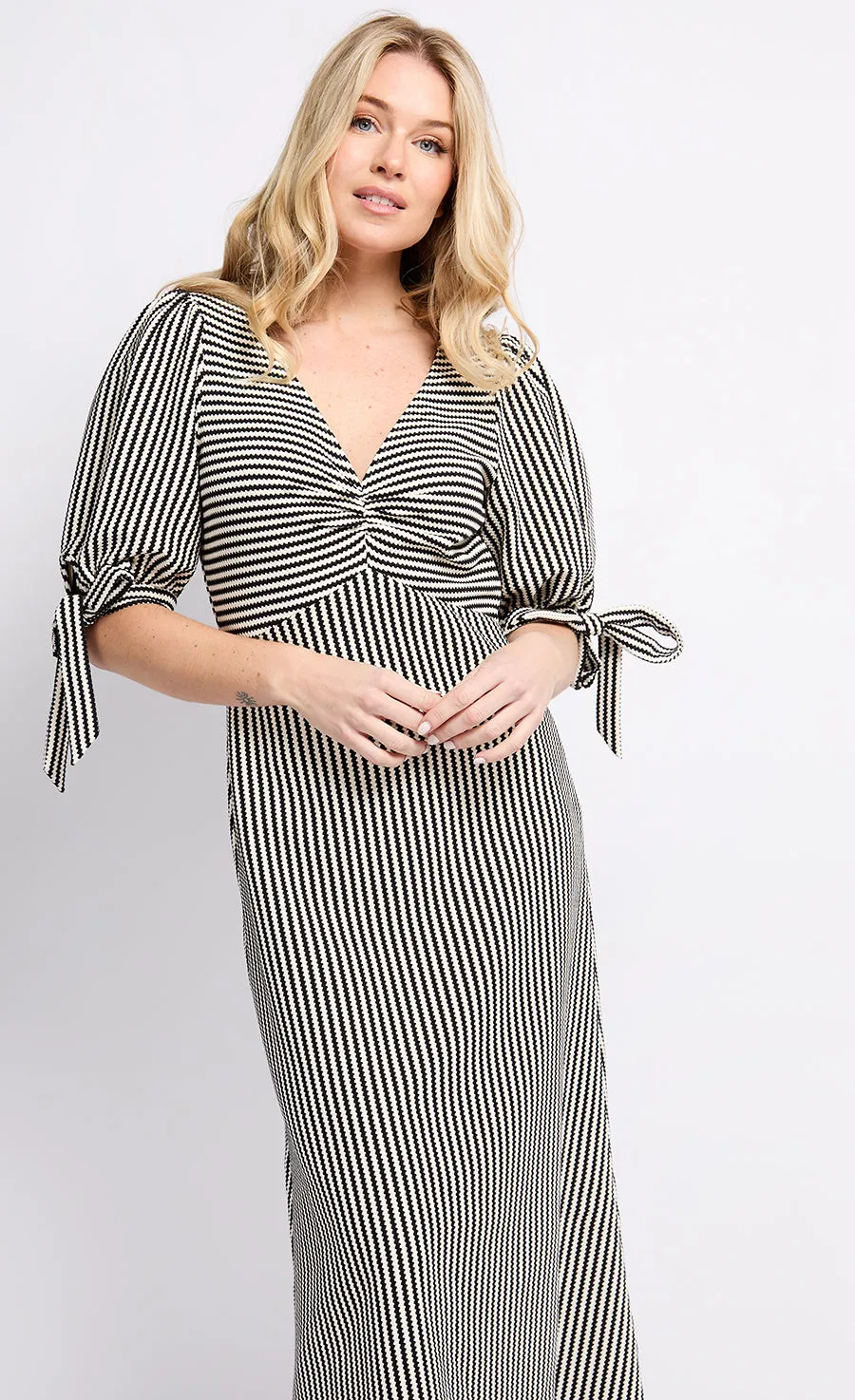 Mono Stripe Midaxi Dress by Vogue Williams