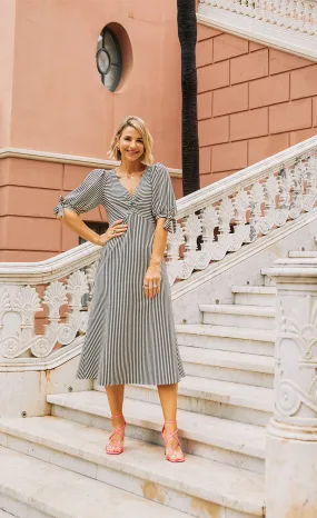 Mono Stripe Midaxi Dress by Vogue Williams