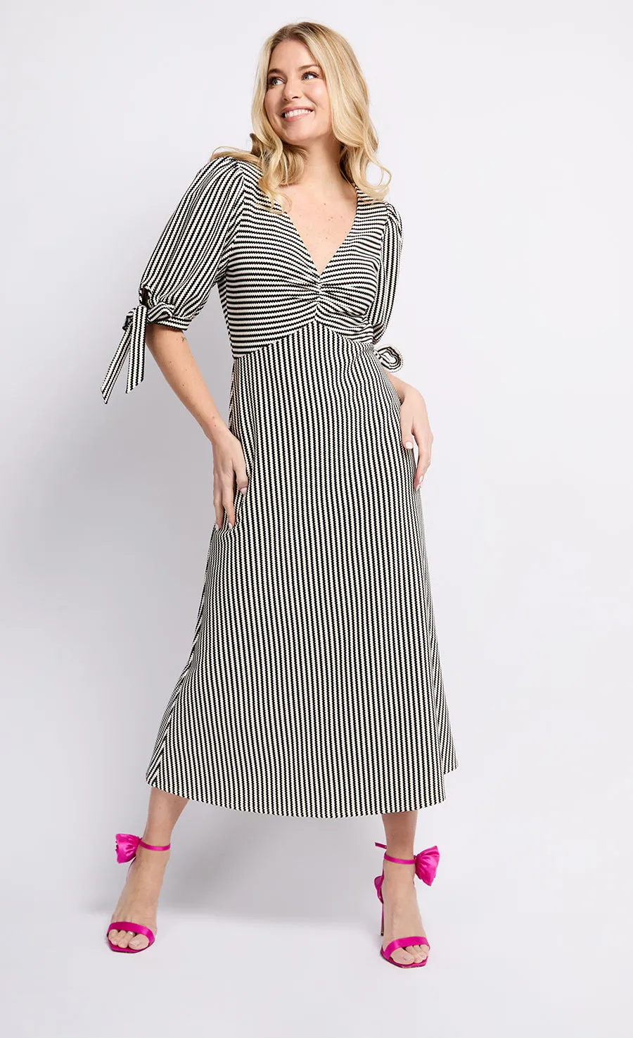 Mono Stripe Midaxi Dress by Vogue Williams