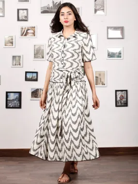 MONOCHROME PLAY - Handwoven Ikat Midi Dress - D324F1452