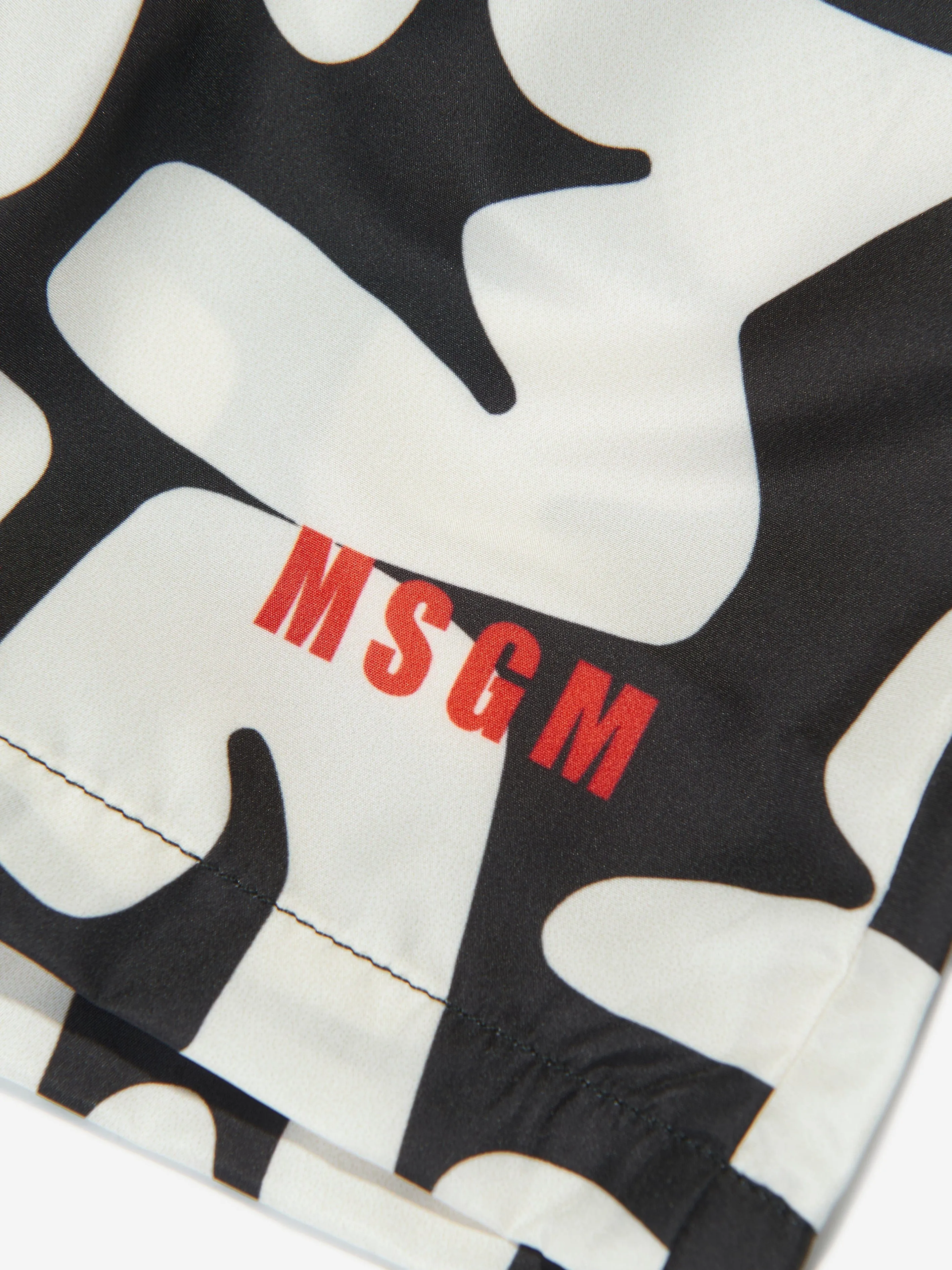 MSGM Boys Logo Print Swim Shorts in Black