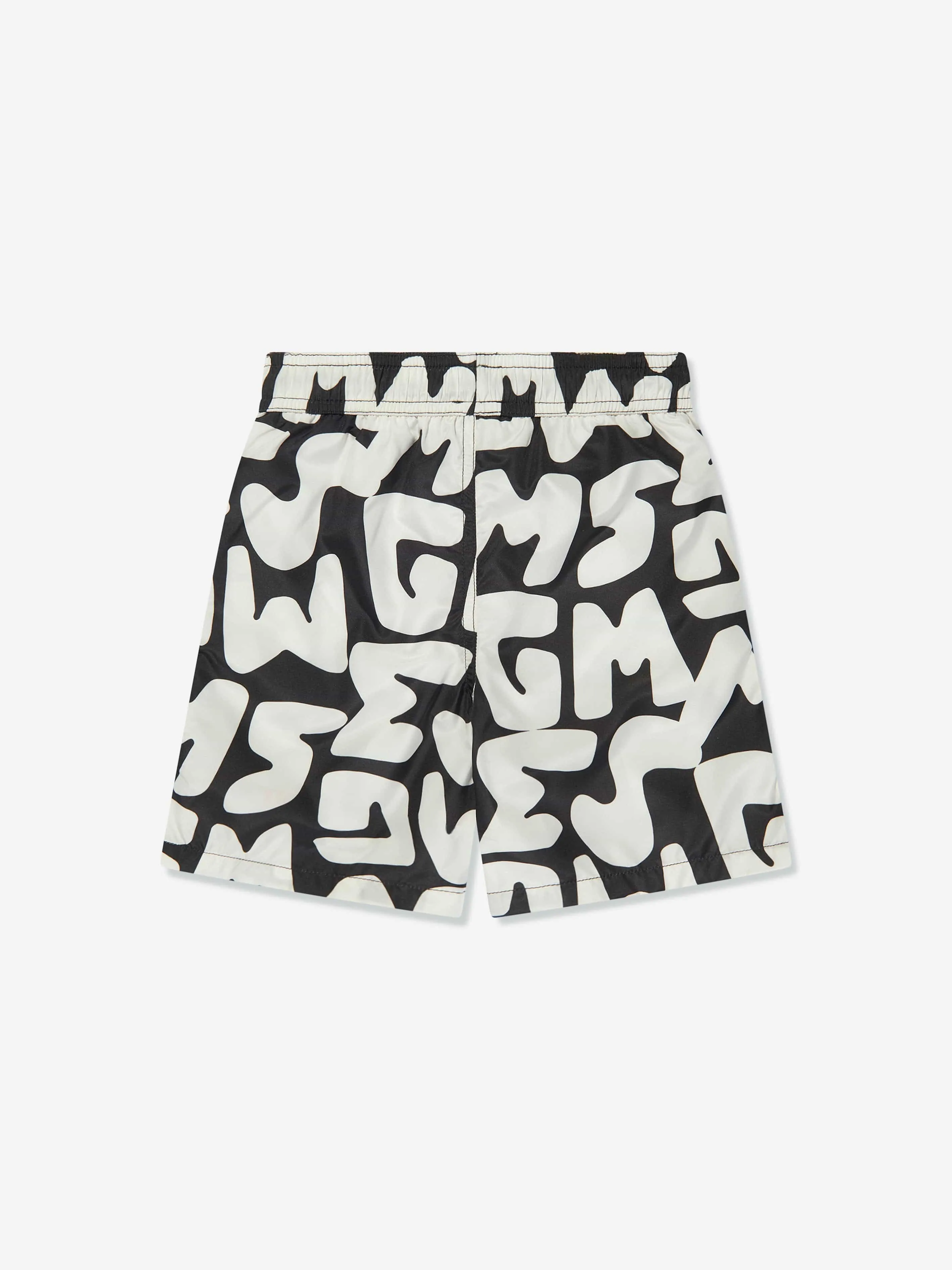 MSGM Boys Logo Print Swim Shorts in Black