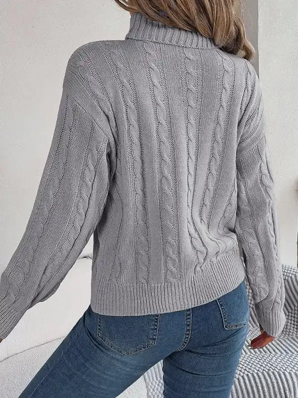 New casual solid color twist long-sleeved turtleneck sweater