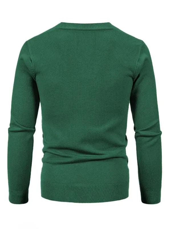 New men's casual solid color V-neck sweater cardigan sweater