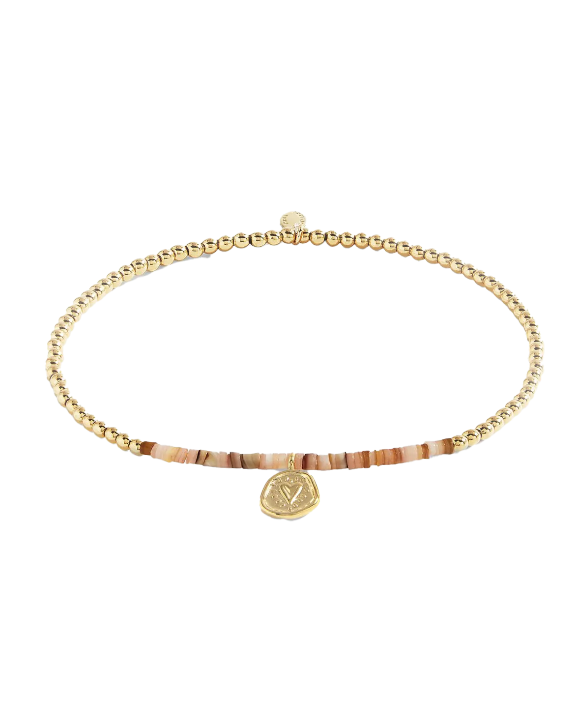 Pink Shell Gold Heart Anklet in Pink & Gold