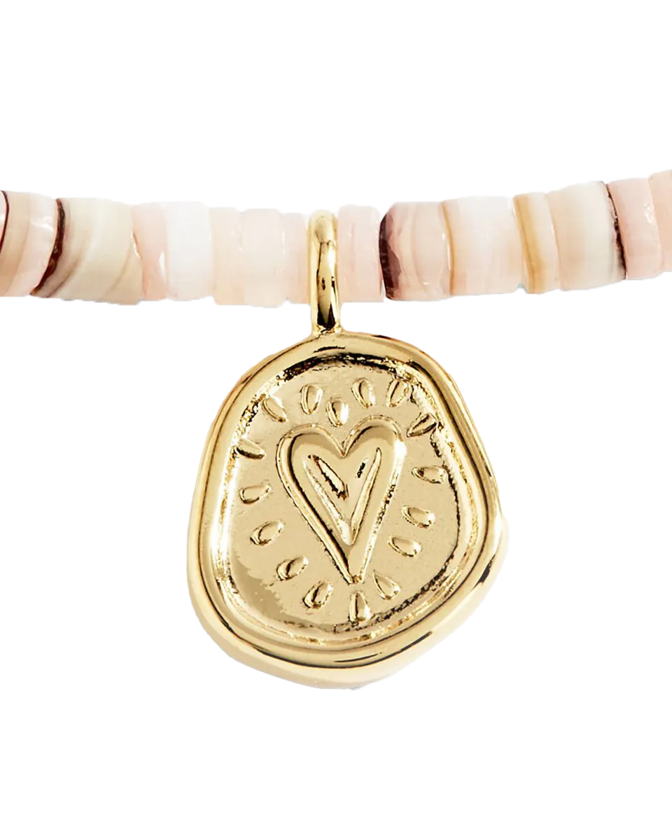 Pink Shell Gold Heart Anklet in Pink & Gold