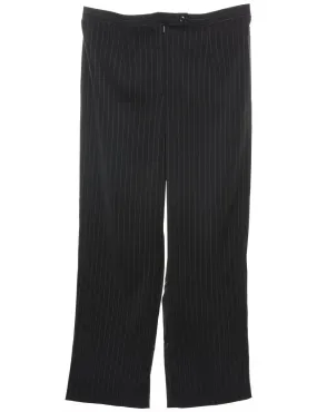 Pinstriped Black & White Wide-Leg Trousers - W36 L30