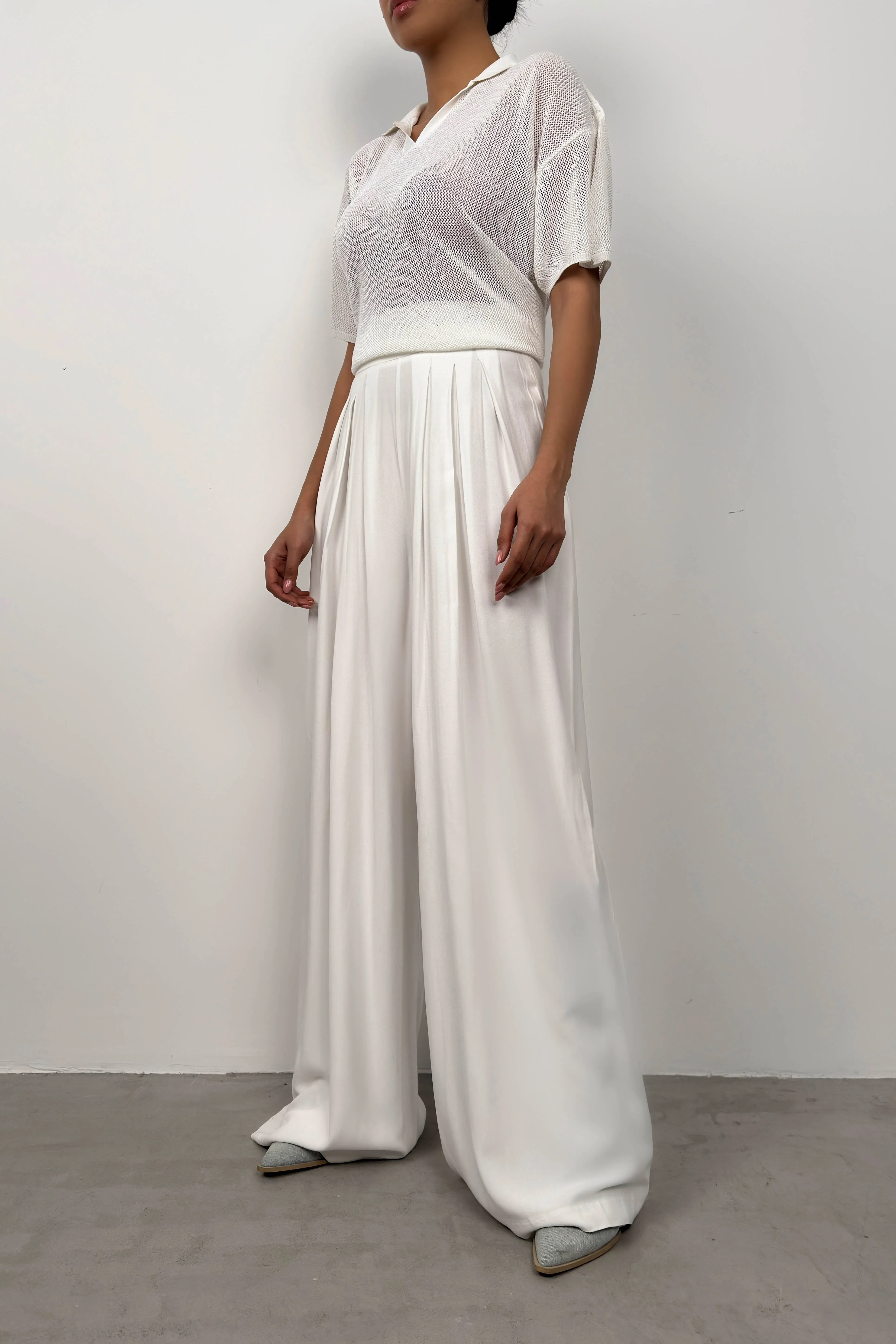 Pleated Wide Leg Trousers